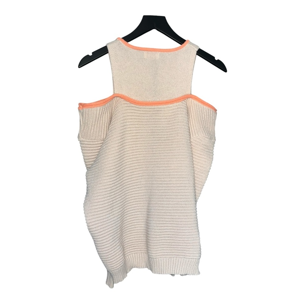 FATE Cold Shoulder Ribbed‎ Cream & Orange Knit Sweater Coral Trim Size M NWT - Picture 6 of 13